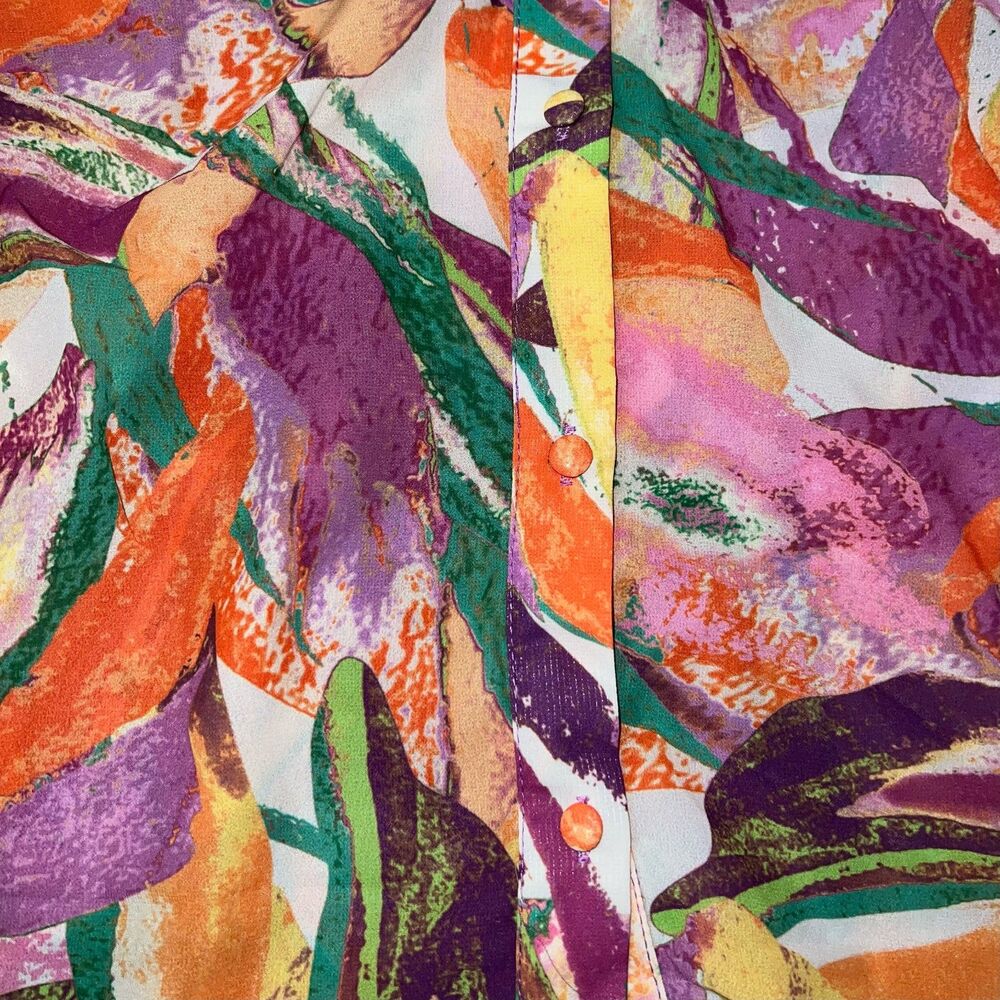 NWT Flying Tomato Abstract Print Semi Sheer Top with Balloon Sleeves Size Small - Picture 3 of 5